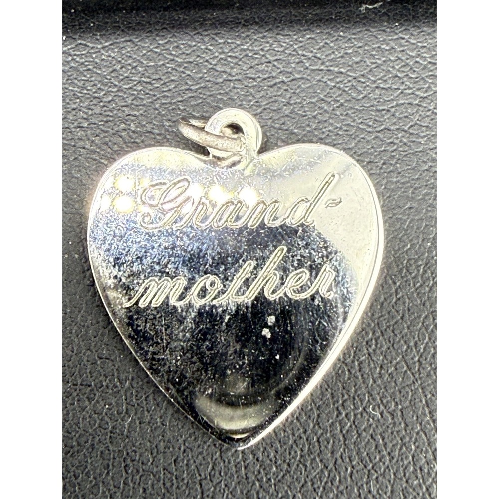 Vintage Sterling Silver Heart Charm "Grandmother" 1966  Xmas